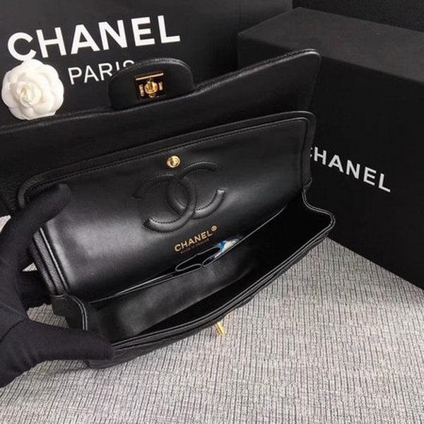 Chanel 2.55 Series Flap Bags Black Original Deerskin A1112 Gold Chanel 2.55 Series Flap Bags Black Original Deerskin A1112 Gold