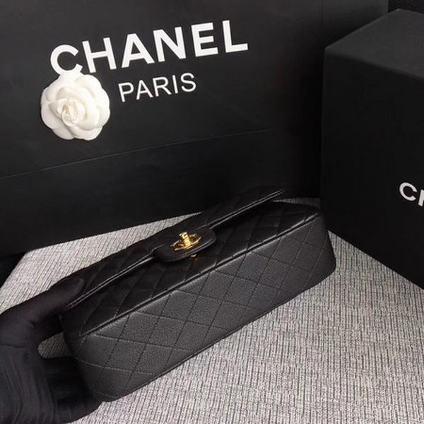 Chanel 2.55 Series Flap Bags Black Original Deerskin A1112 Gold Chanel 2.55 Series Flap Bags Black Original Deerskin A1112 Gold