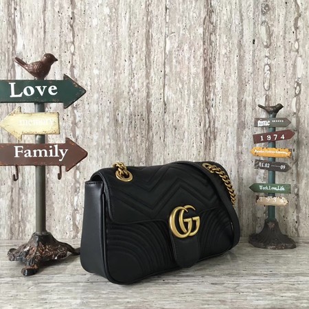 Gucci GG Marmont Matelasse Leather Shoulder Bag 443497 Black Gucci GG Marmont Matelasse Leather Shoulder Bag 443497 Black