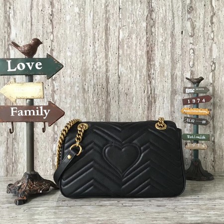 Gucci GG Marmont Matelasse Leather Shoulder Bag 443497 Black Gucci GG Marmont Matelasse Leather Shoulder Bag 443497 Black