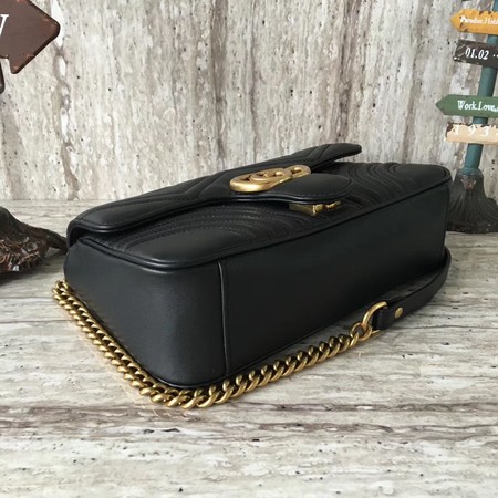 Gucci GG Marmont Matelasse Leather Shoulder Bag 443497 Black Gucci GG Marmont Matelasse Leather Shoulder Bag 443497 Black