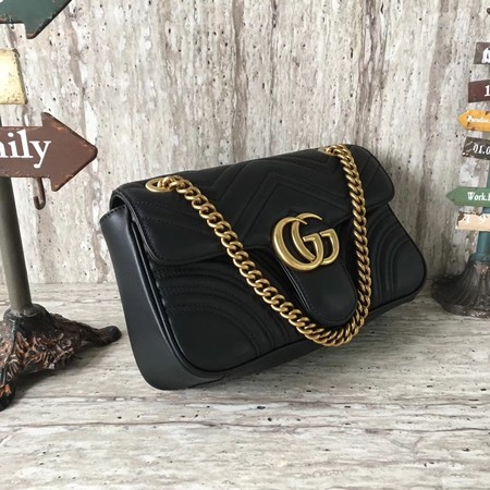 Gucci GG Marmont Matelasse Leather Shoulder Bag 443497 Black Gucci GG Marmont Matelasse Leather Shoulder Bag 443497 Black