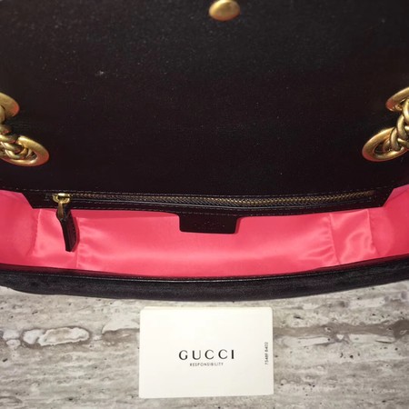 Gucci 443497 GG Marmont Chevron Velvet Shoulder Bag Black Gucci 443497 GG Marmont Chevron Velvet Shoulder Bag Black
