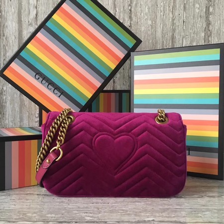 Gucci GG Marmont Chevron Velvet Shoulder Bag 443497 Purple Gucci GG Marmont Chevron Velvet Shoulder Bag 443497 Purple
