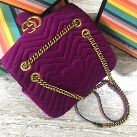 Gucci GG Marmont Chevron Velvet Shoulder Bag 443497 Purple Gucci GG Marmont Chevron Velvet Shoulder Bag 443497 Purple