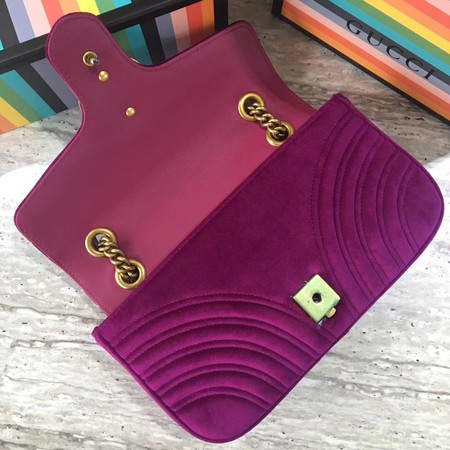 Gucci GG Marmont Chevron Velvet Shoulder Bag 443497 Purple Gucci GG Marmont Chevron Velvet Shoulder Bag 443497 Purple