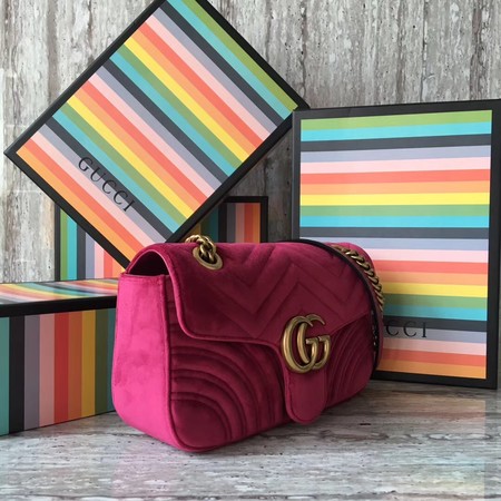 Gucci GG Marmont Chevron Velvet Shoulder Bag 443497 Rose Gucci GG Marmont Chevron Velvet Shoulder Bag 443497 Rose