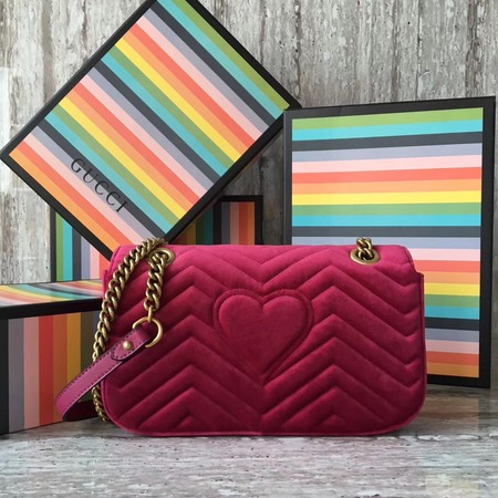 Gucci GG Marmont Chevron Velvet Shoulder Bag 443497 Rose Gucci GG Marmont Chevron Velvet Shoulder Bag 443497 Rose