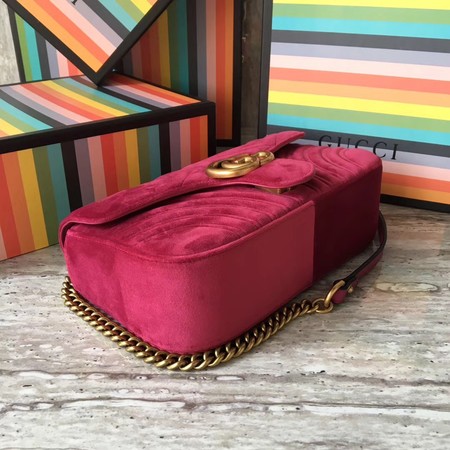 Gucci GG Marmont Chevron Velvet Shoulder Bag 443497 Rose Gucci GG Marmont Chevron Velvet Shoulder Bag 443497 Rose
