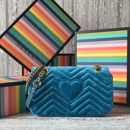 Gucci GG Marmont Chevron Velvet Shoulder Bag 443497 SkyBlue Gucci GG Marmont Chevron Velvet Shoulder Bag 443497 SkyBlue