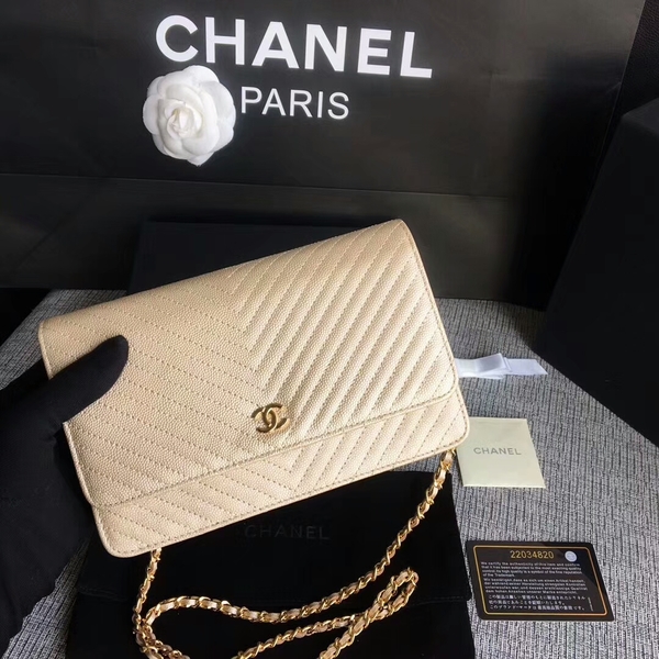 Chanel WOC Flap Shoulder Bag Gold Calfskin Leather A33814 Gold Chanel WOC Flap Shoulder Bag Gold Calfskin Leather A33814 Gold