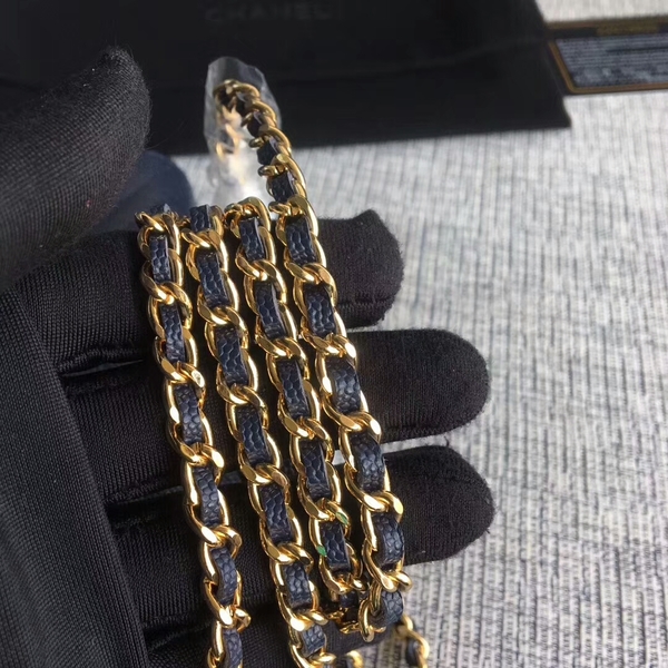 Chanel WOC Flap Shoulder Bag Dark Blue Calfskin Leather A33814 Gold Chanel WOC Flap Shoulder Bag Dark Blue Calfskin Leather A33814 Gold