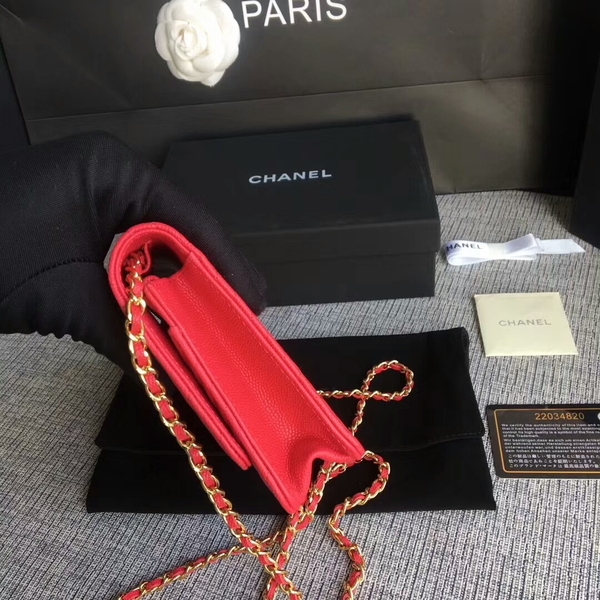 Chanel WOC Flap Shoulder Bag Pink Calfskin Leather A33814 Gold Chanel WOC Flap Shoulder Bag Pink Calfskin Leather A33814 Gold