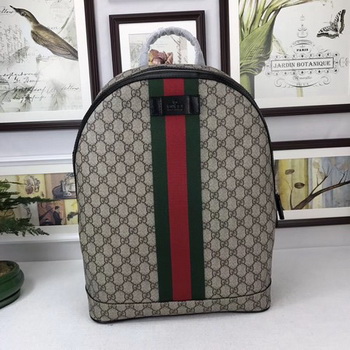 Gucci GG Supreme backpack with Web 443805 Brown