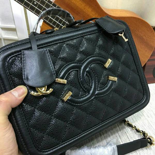 Chanel Calfskin Leather Shoulder Bag 6070 Black Chanel Calfskin Leather Shoulder Bag 6070 Black