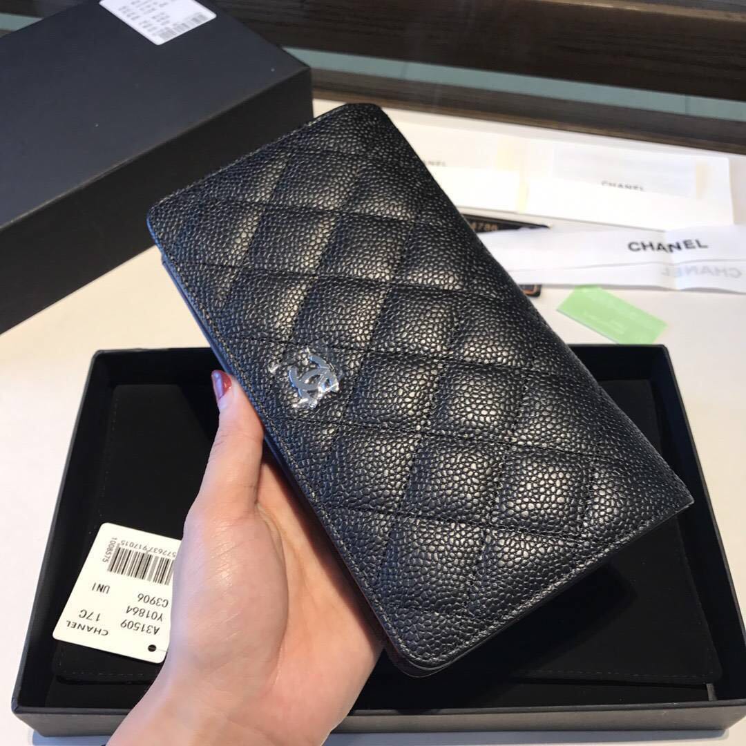 Chanel Caviar Calfskin Leather Bi-Fold Wallet CH8176 Black