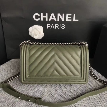 Boy Chanel Flap Bag Original Chevron Leather A67086V Green Boy Chanel Flap Bag Original Chevron Leather A67086V Green