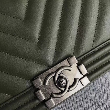Boy Chanel Flap Bag Original Chevron Leather A67086V Green Boy Chanel Flap Bag Original Chevron Leather A67086V Green