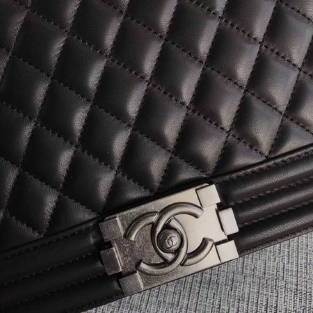 Boy Chanel Flap Shoulder Bag Black Original Sheepskin Leather A67087 Silver Boy Chanel Flap Shoulder Bag Black Original Sheepskin Leather A67087 Silver