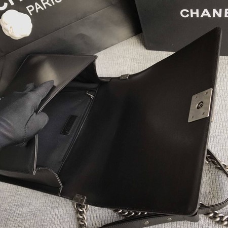 Boy Chanel Flap Shoulder Bag Black Original Sheepskin Leather A67087 Silver Boy Chanel Flap Shoulder Bag Black Original Sheepskin Leather A67087 Silver