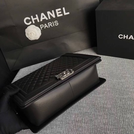 Boy Chanel Flap Shoulder Bag Black Original Sheepskin Leather A67087 Silver Boy Chanel Flap Shoulder Bag Black Original Sheepskin Leather A67087 Silver