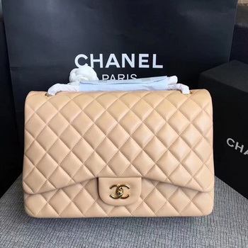 Chanel Maxi Quilted Classic Flap Bag Apricot Sheepskin Leather A58601 Gold