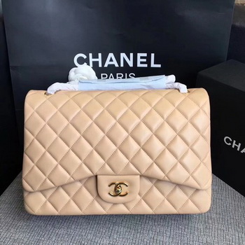 Chanel Maxi Quilted Classic Flap Bag Apricot Sheepskin Leather A58601 Gold Chanel Maxi Quilted Classic Flap Bag Apricot Sheepskin Leather A58601 Gold