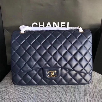 Chanel Maxi Quilted Classic Flap Bag Blue Sheepskin Leather A58601 Gold Chanel Maxi Quilted Classic Flap Bag Blue Sheepskin Leather A58601 Gold