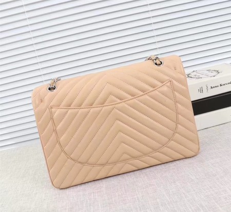 Chanel Maxi Classic Flap Bag Apricot Chevron Sheepskin Leather A58601 Silver Chanel Maxi Classic Flap Bag Apricot Chevron Sheepskin Leather A58601 Silver