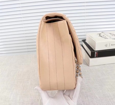 Chanel Maxi Classic Flap Bag Apricot Chevron Sheepskin Leather A58601 Silver Chanel Maxi Classic Flap Bag Apricot Chevron Sheepskin Leather A58601 Silver