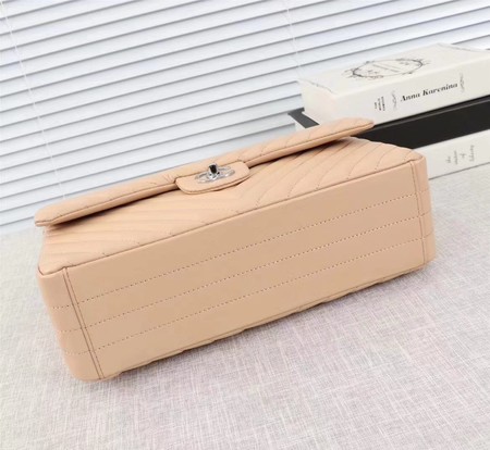 Chanel Maxi Classic Flap Bag Apricot Chevron Sheepskin Leather A58601 Silver Chanel Maxi Classic Flap Bag Apricot Chevron Sheepskin Leather A58601 Silver