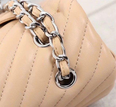 Chanel Maxi Classic Flap Bag Apricot Chevron Sheepskin Leather A58601 Silver Chanel Maxi Classic Flap Bag Apricot Chevron Sheepskin Leather A58601 Silver