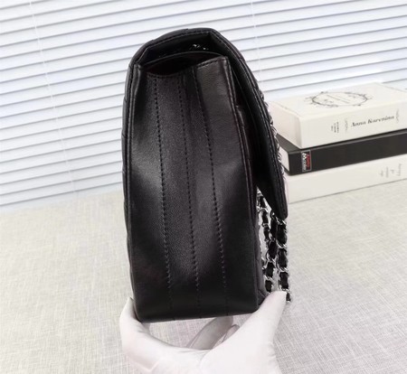 Chanel Maxi Classic Flap Bag Black Chevron Sheepskin Leather A58601 Silver Chanel Maxi Classic Flap Bag Black Chevron Sheepskin Leather A58601 Silver