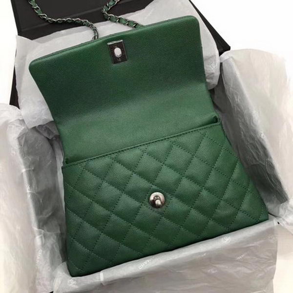 Chanel Classic Top Handle Bag Green Cannage Pattern A92290 Silver Chanel Classic Top Handle Bag Green Cannage Pattern A92290 Silver