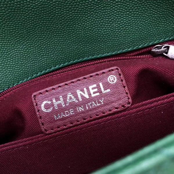 Chanel Classic Top Handle Bag Green Cannage Pattern A92290 Silver Chanel Classic Top Handle Bag Green Cannage Pattern A92290 Silver