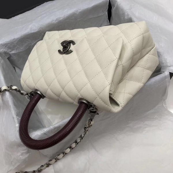 Chanel Classic Top Handle Bag White Cannage Pattern A92290 Red Chanel Classic Top Handle Bag White Cannage Pattern A92290 Red