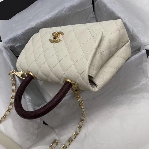 Chanel Classic Top Handle Bag White Cannage Pattern A92290 Wine Chanel Classic Top Handle Bag White Cannage Pattern A92290 Wine