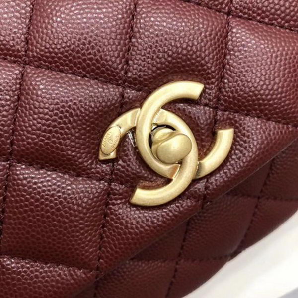 Chanel Classic Top Handle Bag Wine Cannage Pattern A92290 Gold Chanel Classic Top Handle Bag Wine Cannage Pattern A92290 Gold