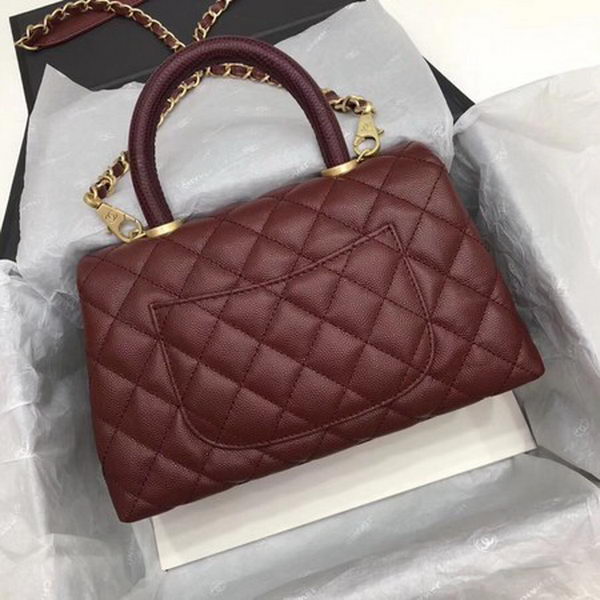 Chanel Classic Top Handle Bag Wine Cannage Pattern A92290 Gold Chanel Classic Top Handle Bag Wine Cannage Pattern A92290 Gold