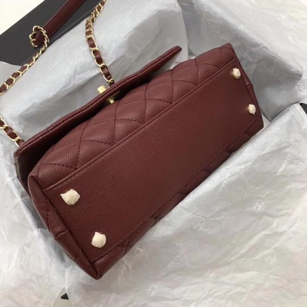 Chanel Classic Top Handle Bag Wine Cannage Pattern A92290 Gold Chanel Classic Top Handle Bag Wine Cannage Pattern A92290 Gold