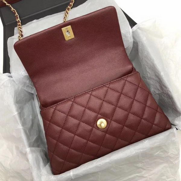 Chanel Classic Top Handle Bag Wine Cannage Pattern A92290 Gold Chanel Classic Top Handle Bag Wine Cannage Pattern A92290 Gold