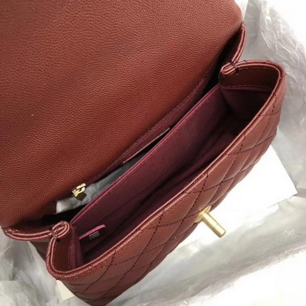 Chanel Classic Top Handle Bag Wine Cannage Pattern A92290 Gold Chanel Classic Top Handle Bag Wine Cannage Pattern A92290 Gold