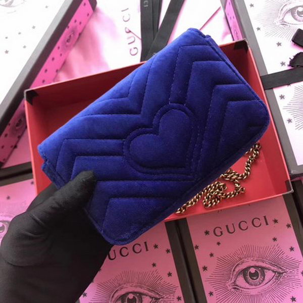 Gucci GG Marmont Velvet Super Mini Bag 476433 Blue Gucci GG Marmont Velvet Super Mini Bag 476433 Blue