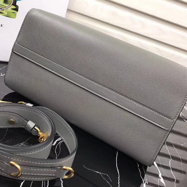 Prada Bibliotheque Medium Saffiano Top-Handle Tote Bag 1BG088 Grey Prada Bibliotheque Medium Saffiano Top-Handle Tote Bag 1BG088 Grey