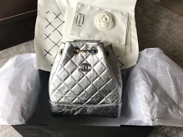 Chanel 2018 Original Calfskin Leather Backpack 81229 Silver