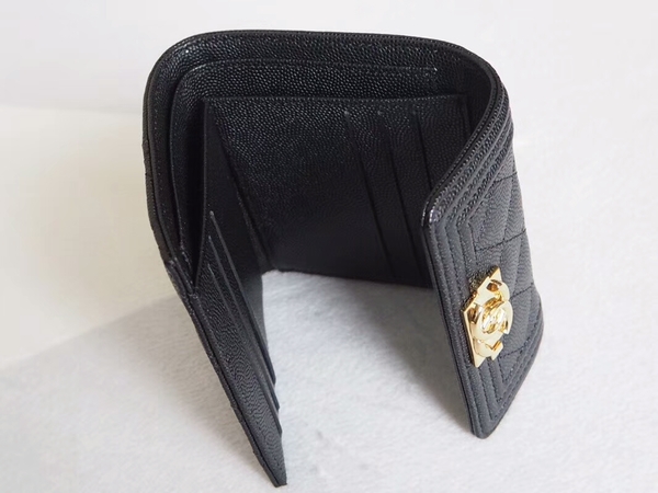 Chanel Tri-Fold Wallet Calfskin Leather A48980 Black