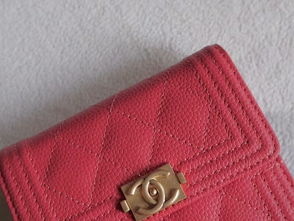Chanel Tri-Fold Wallet Calfskin Leather A48980 Pink