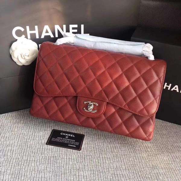 Chanel Flap Shoulder Bags Marroon Original Calfskin Leather CF1113 Silver Chanel Flap Shoulder Bags Marroon Original Calfskin Leather CF1113 Silver