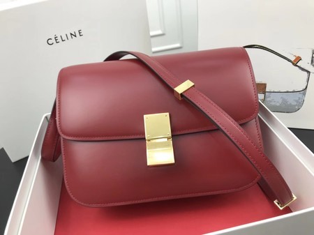 Celine Classic Box Flap Bag Original Calfskin Leather 3378 Red