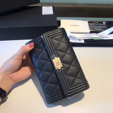 Chanel Boy Matelasse Caviar Calfskin Leather Wallet  CHA5569 black